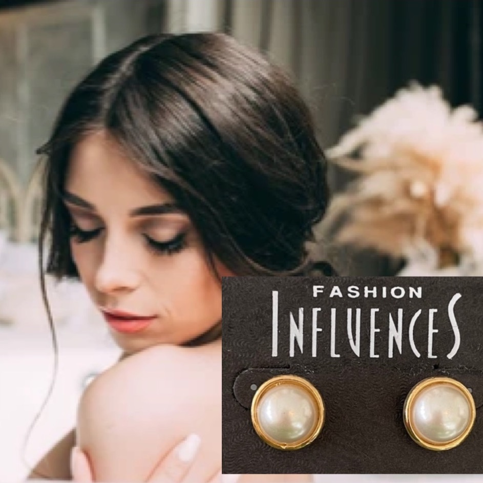 Classic Pearl Gold Bezel Set Earrings